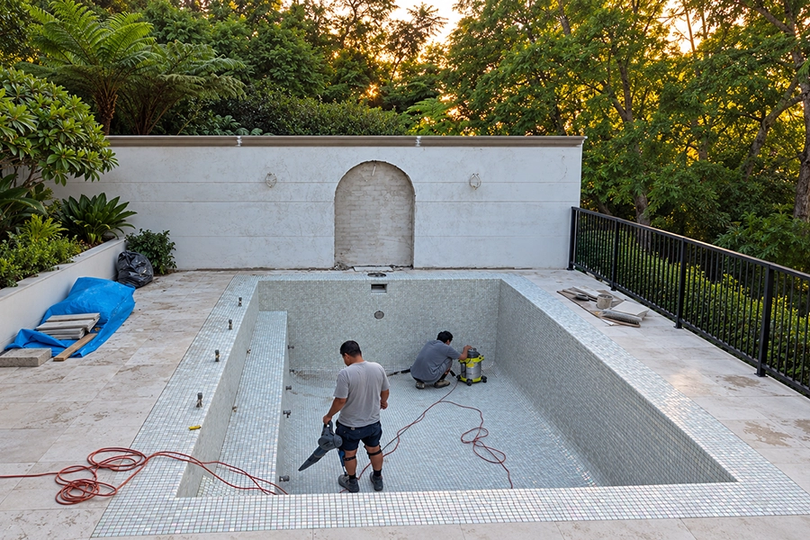 pool tiling